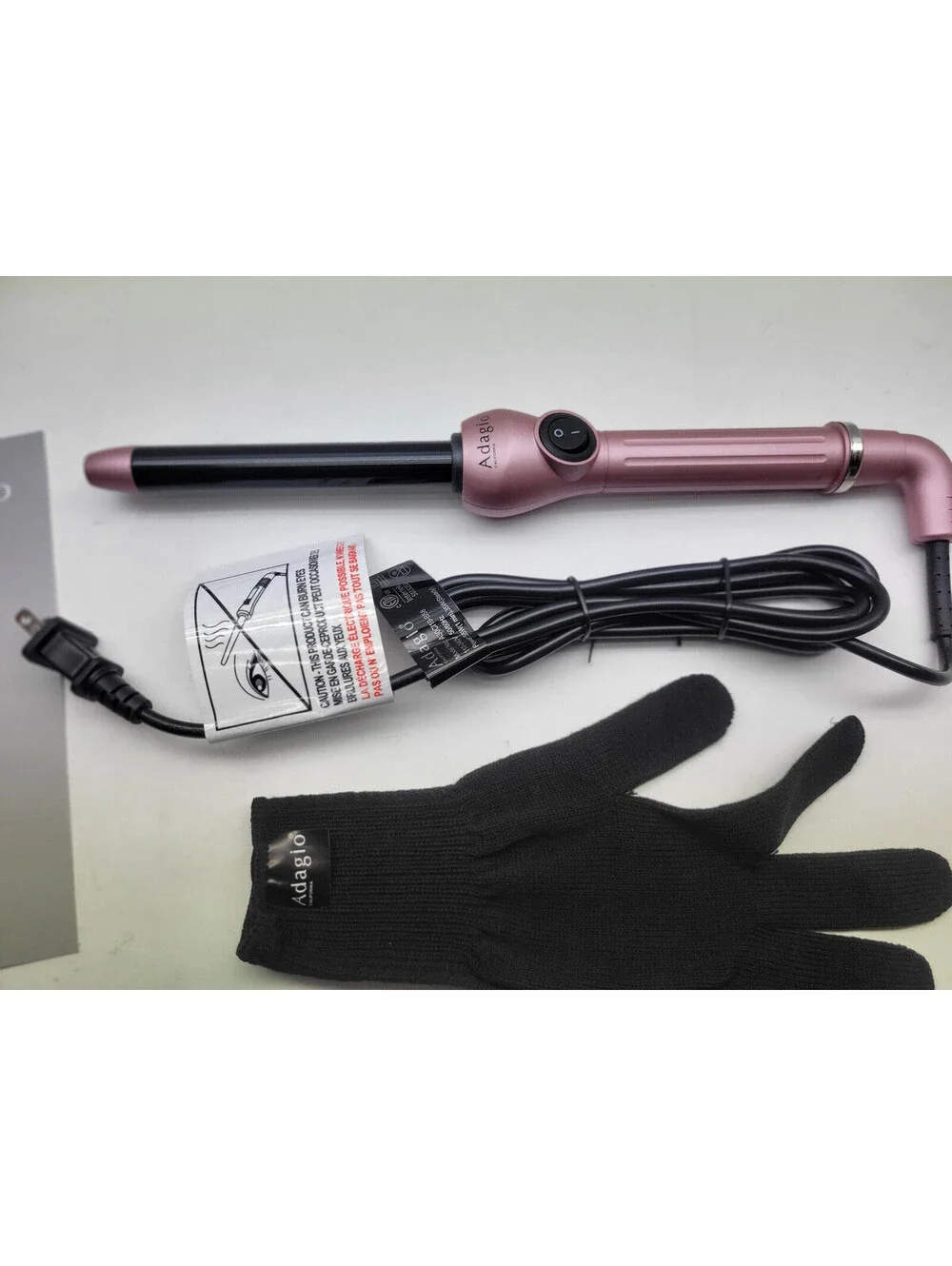 Adagio 19MM Clipless Curling Wand Tourmaline infused Ceramic Pink  **NWOB**